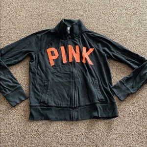 Full zipper dark gray pink jacket